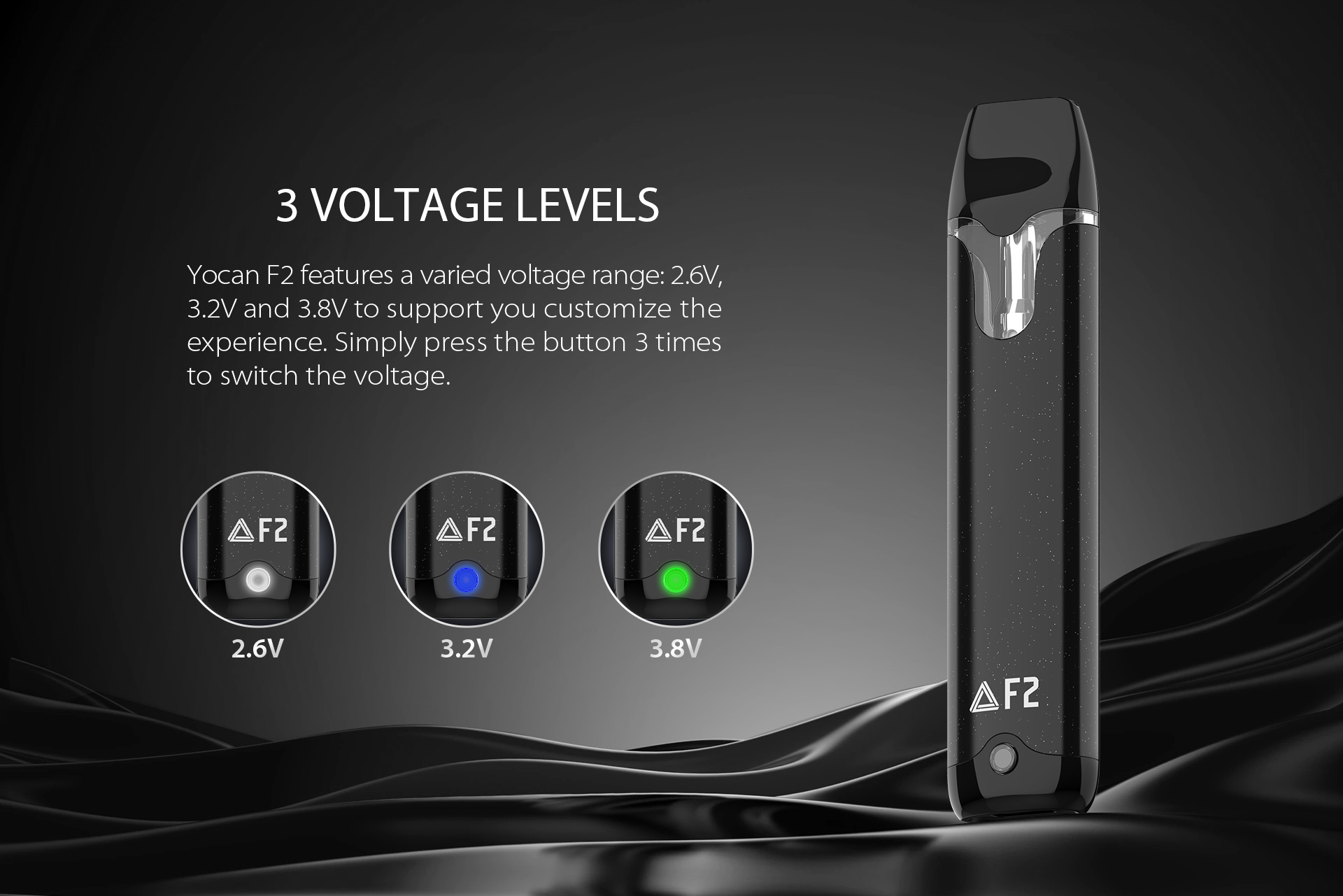 Yocan Gold F2 3 VOLTAGE LEVELS